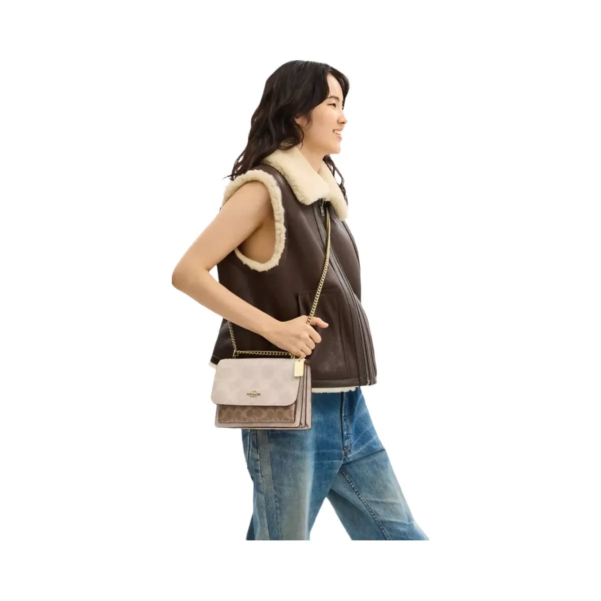 Coach Klare Crossbody Bag In Blocked Signature Canvas Signature Canvas-Gold-Sand-Tan