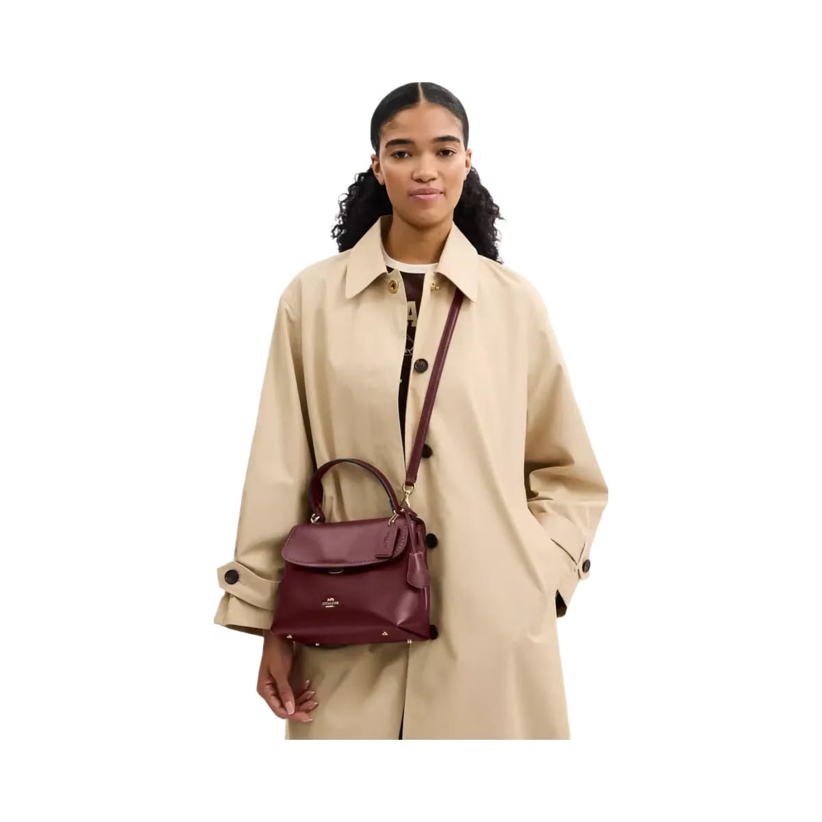 Coach Emory Top Handle Bag in Gold Maroon