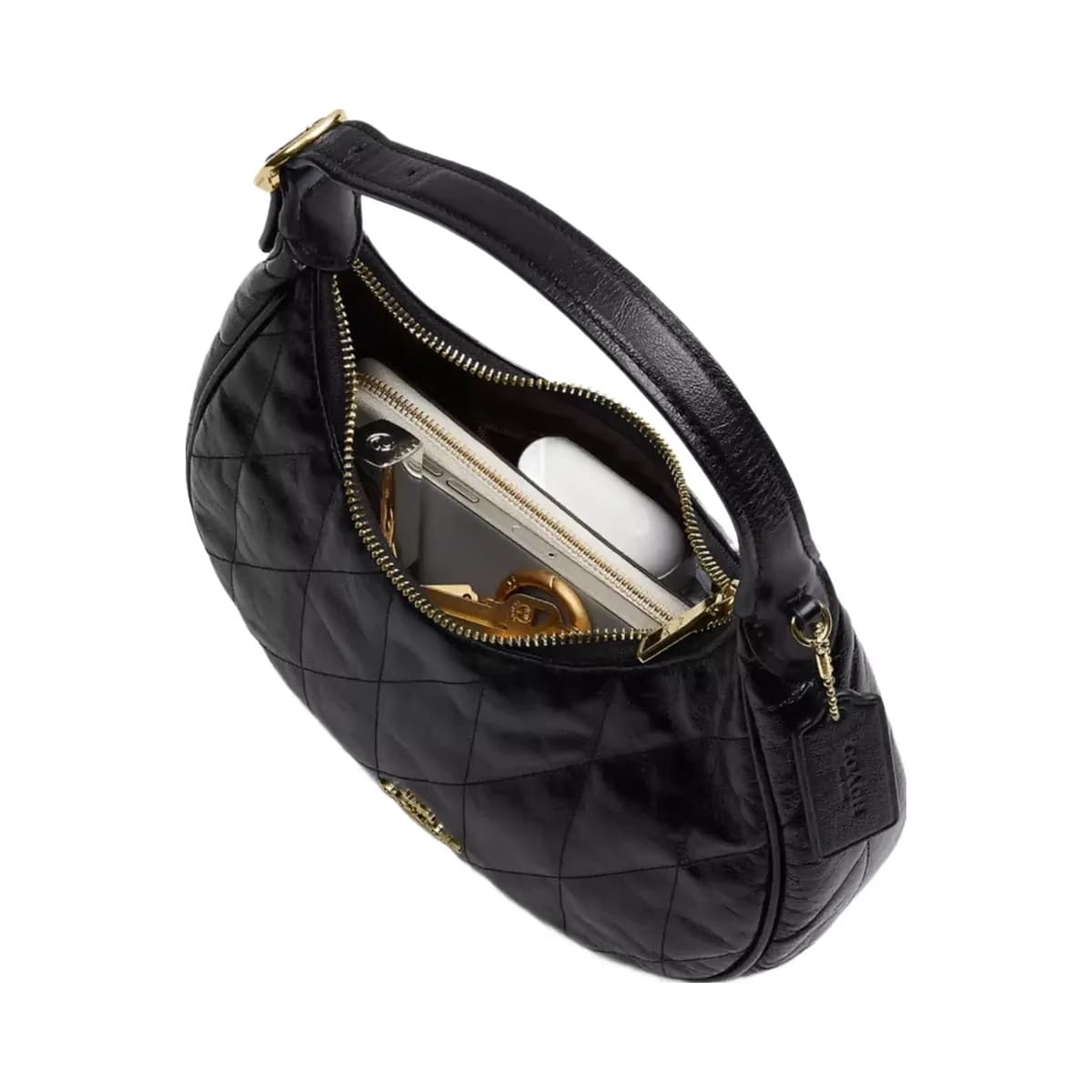 Coach Emily Shoulder Bag With Quilting in Gold Black