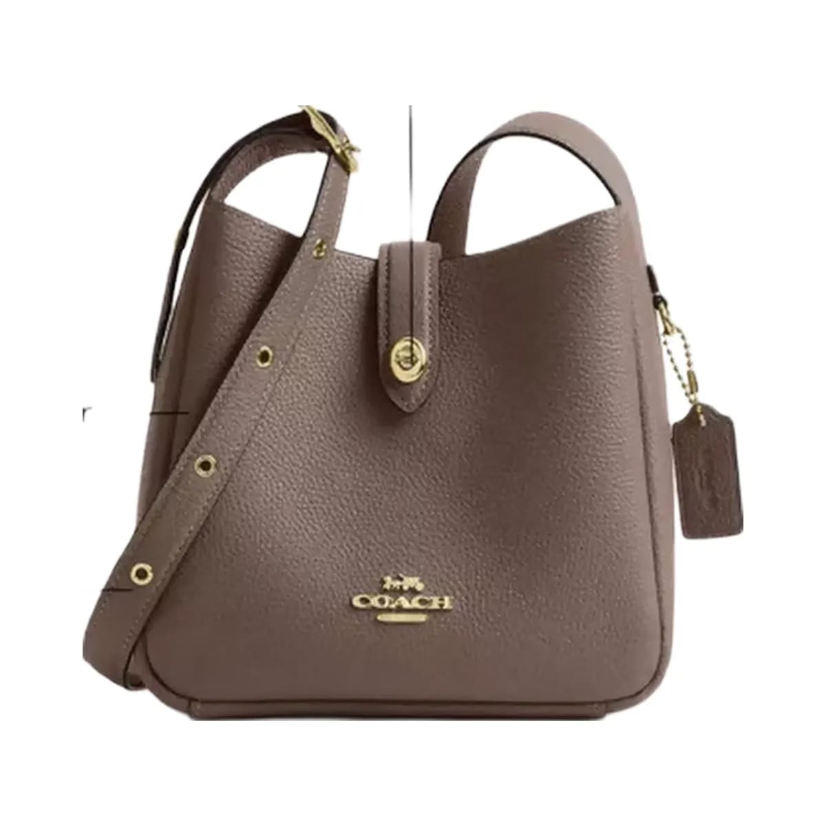 Coach Hadley Mini Crossbody Bag Pebbled Leather-Gold-Dark Stone