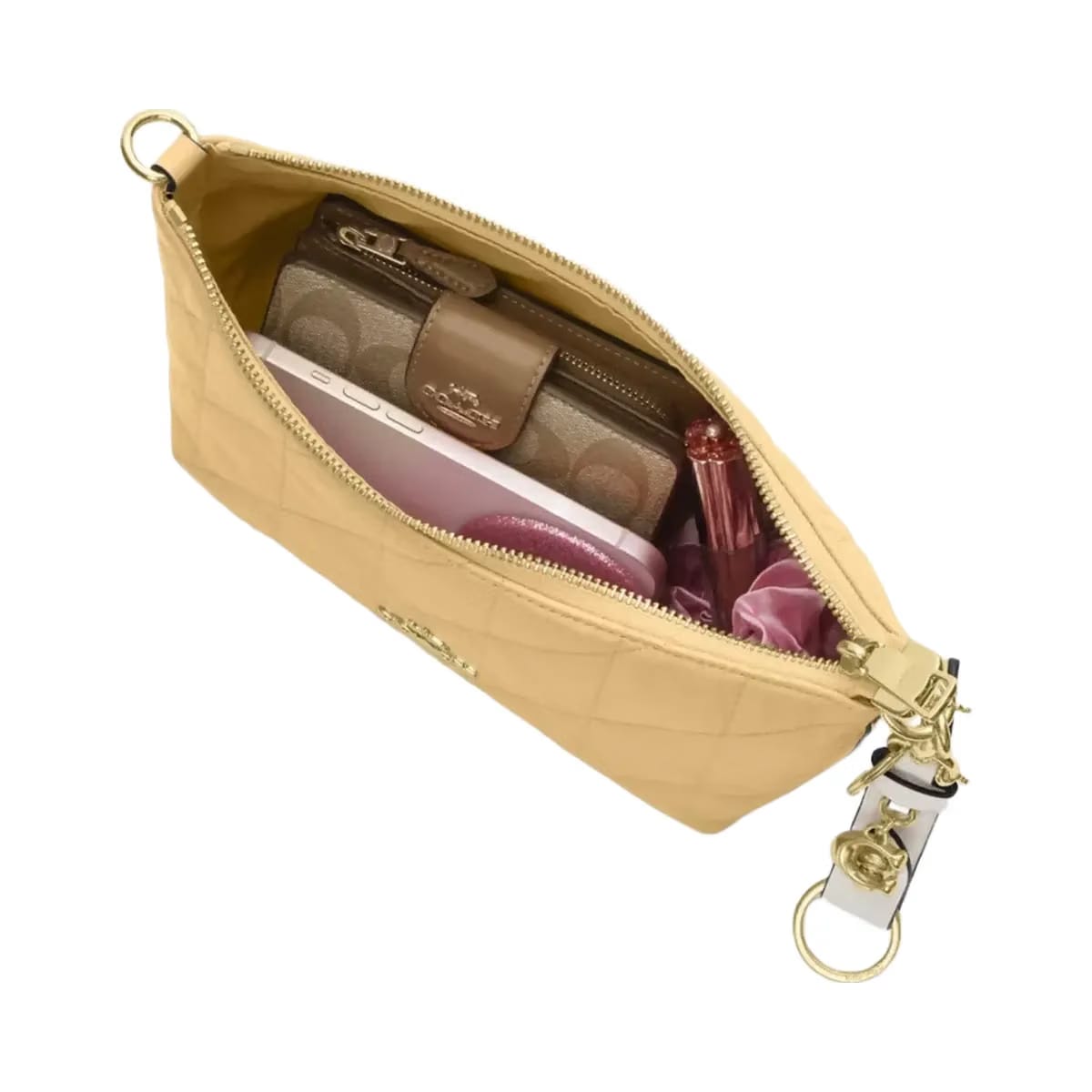 Coach Caitlin Shoulder Bag With Quilting in Gold Soft Yellow