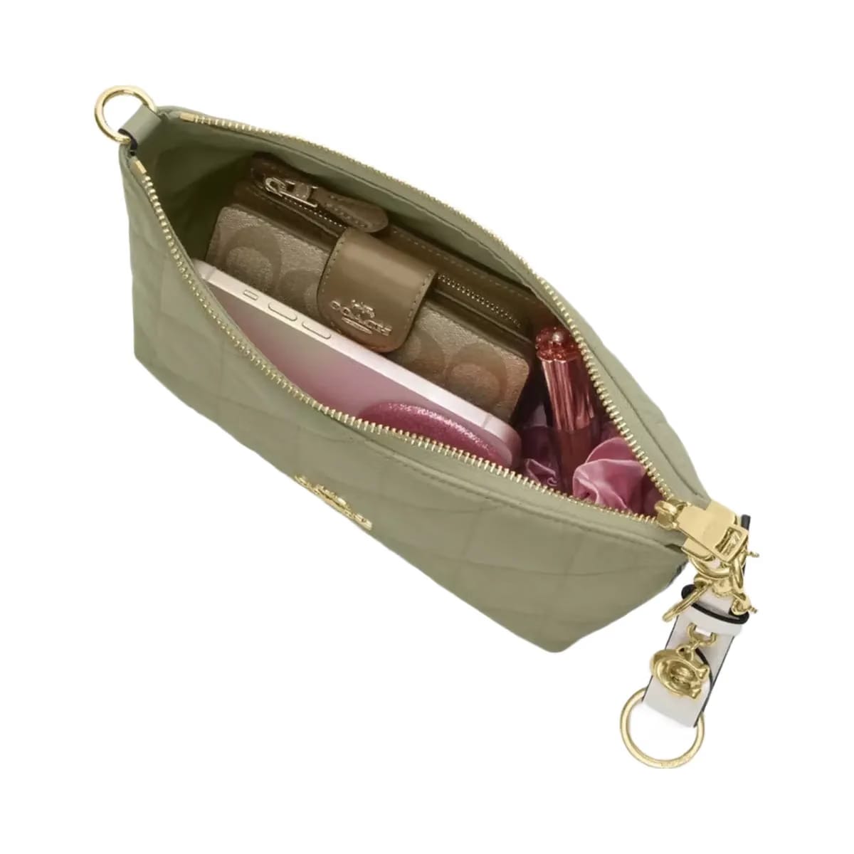 Coach Caitlin Shoulder Bag With Quilting in Gold Pistachio
