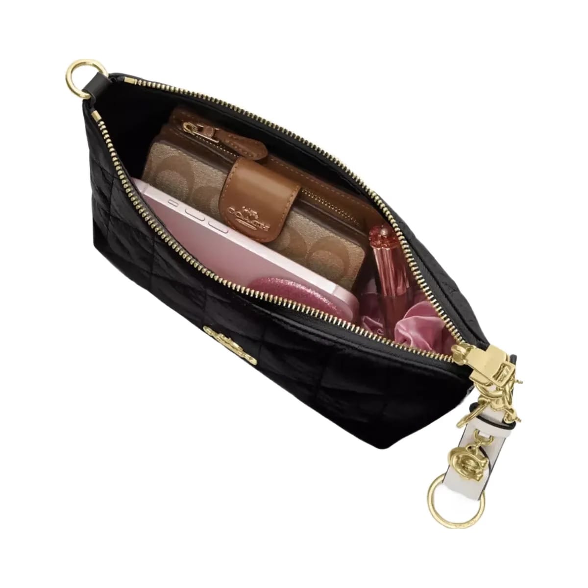 Coach Caitlin Shoulder Bag With Quilting in Gold Black