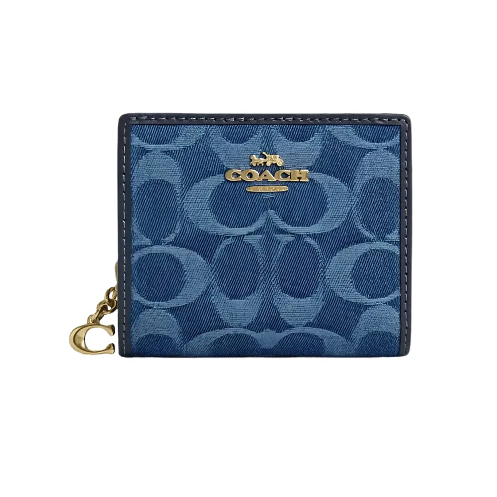 Coach Snap Wallet In Signature Denim Indigo