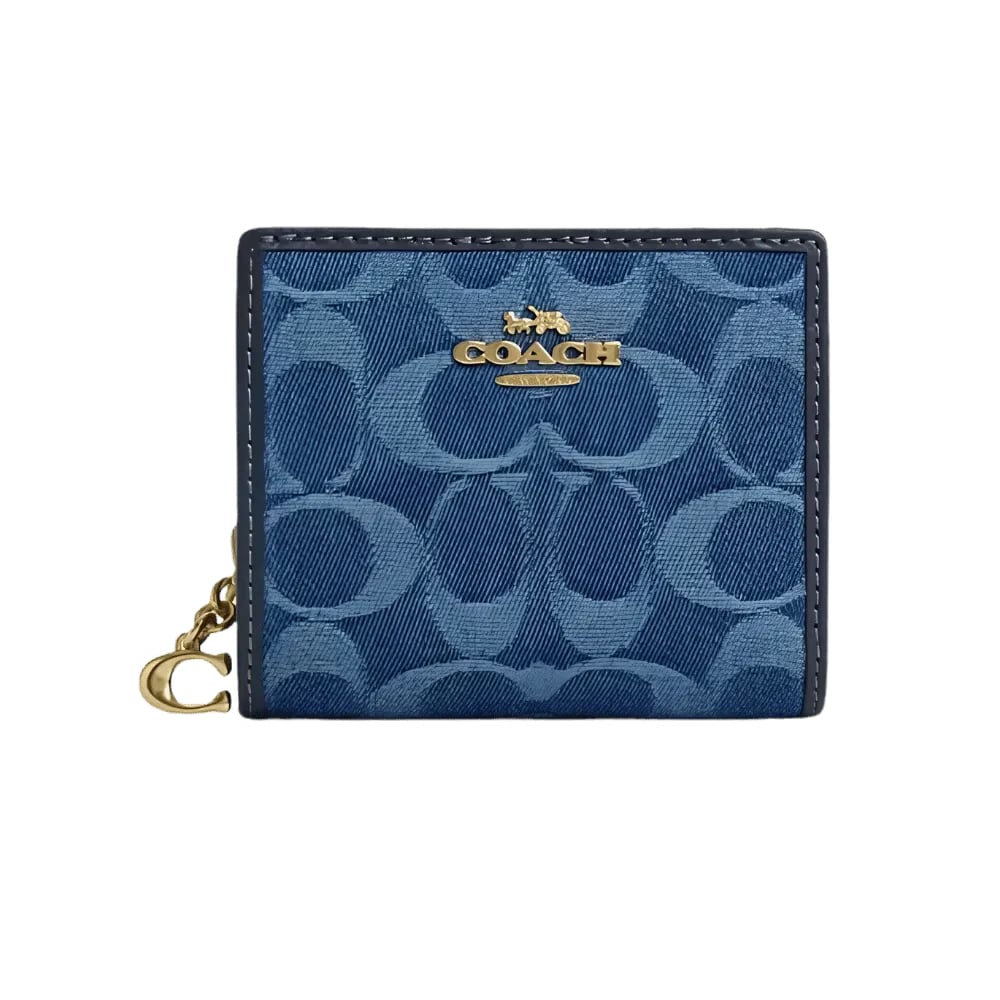 Coach Snap Wallet In Signature Denim Indigo