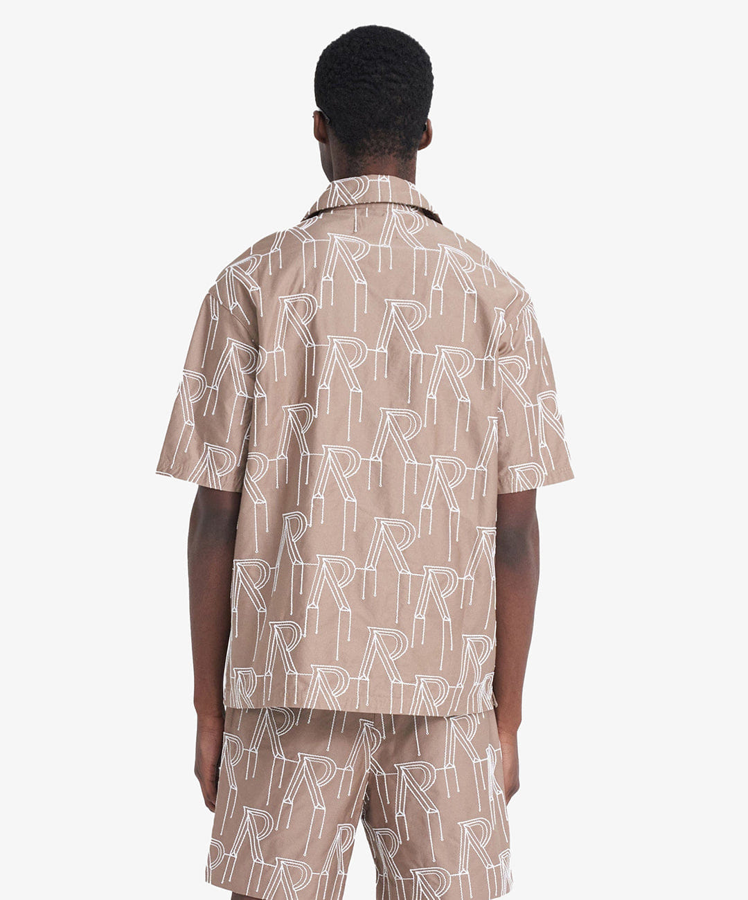 Represent Embroidered Initial Overshirt Washed Taupe