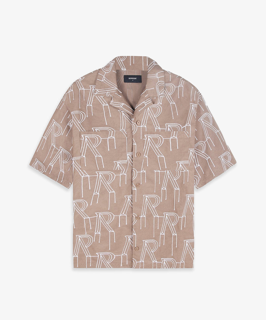 Represent Embroidered Initial Overshirt Washed Taupe