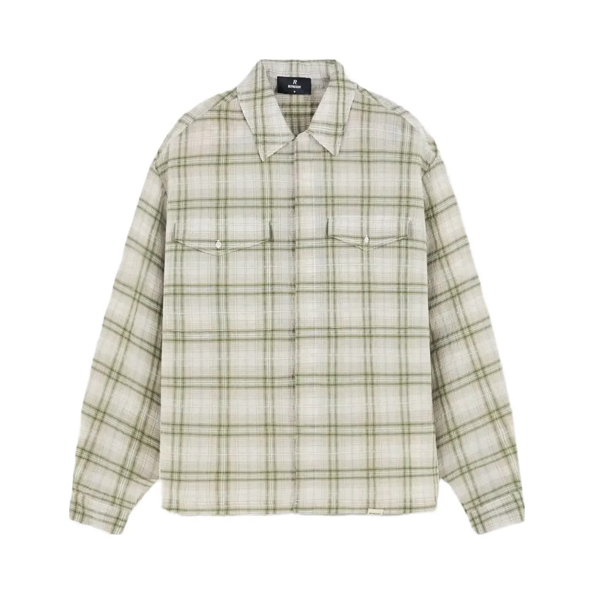 Represent Sheer Long Sleeve Flannel Shirt Green