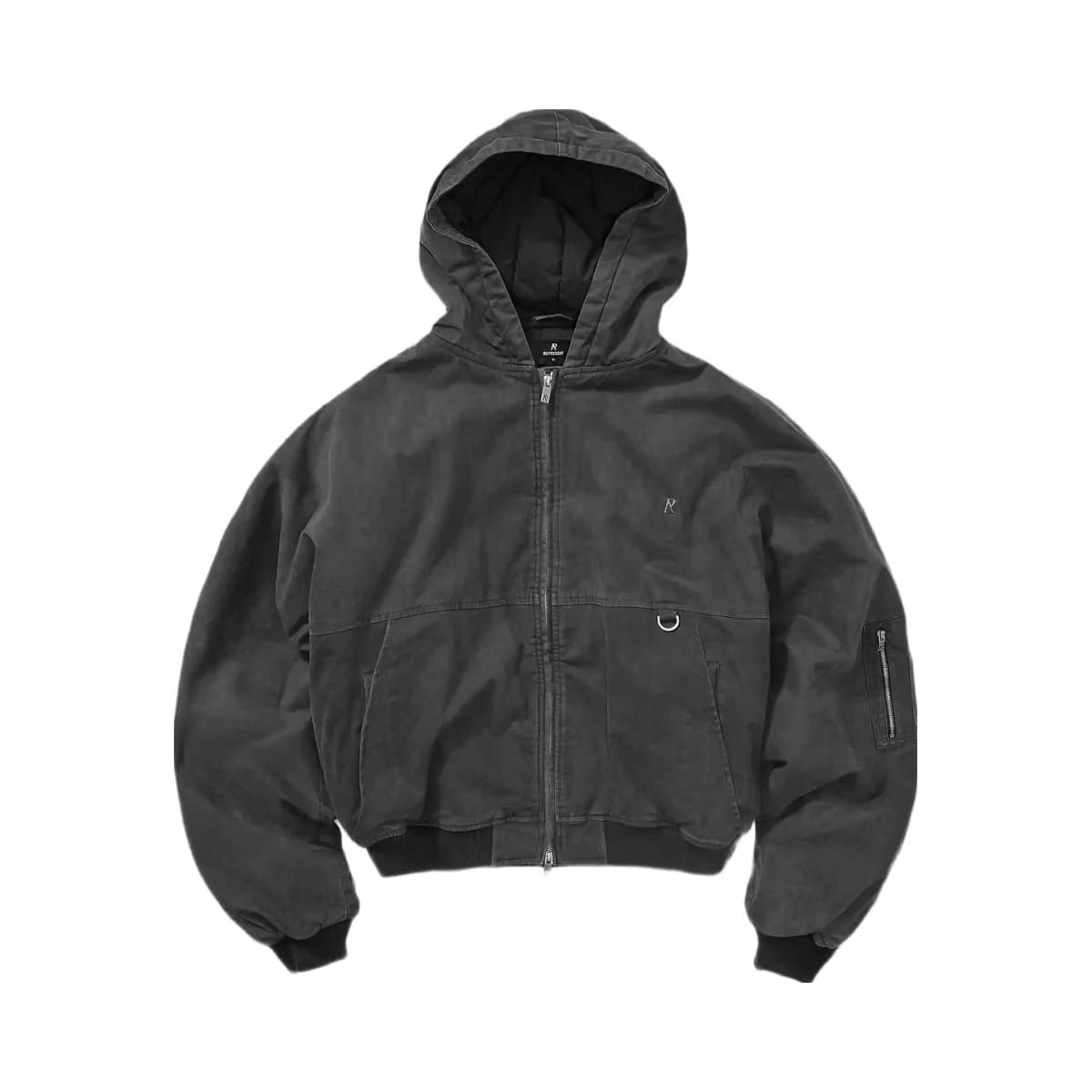 Represent Hooded Bomber Washed Black