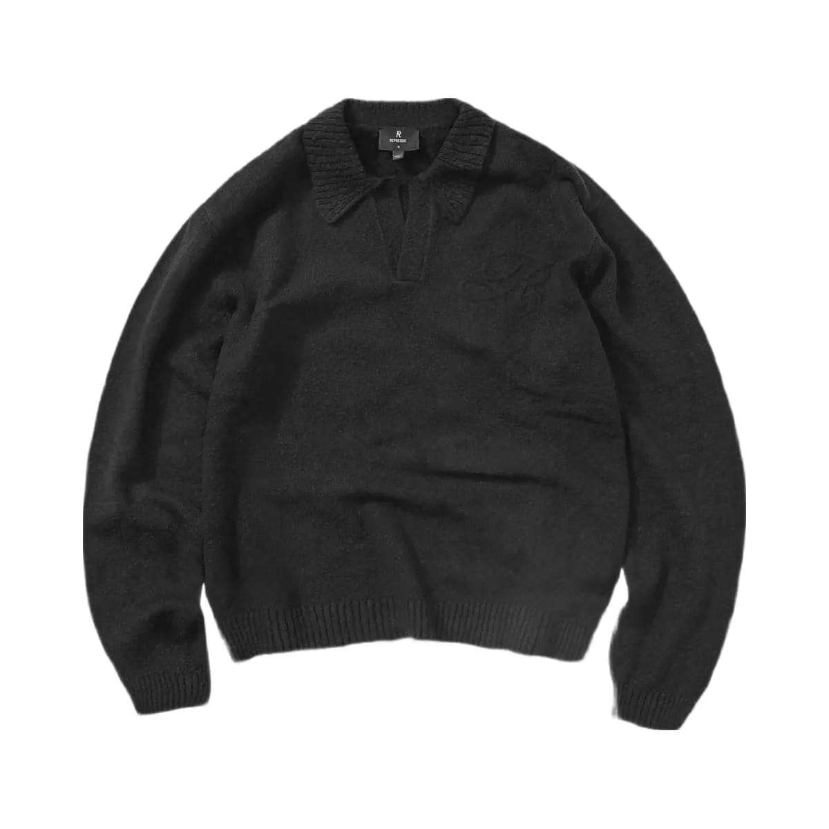 Represent Knitted Polo Jet Black