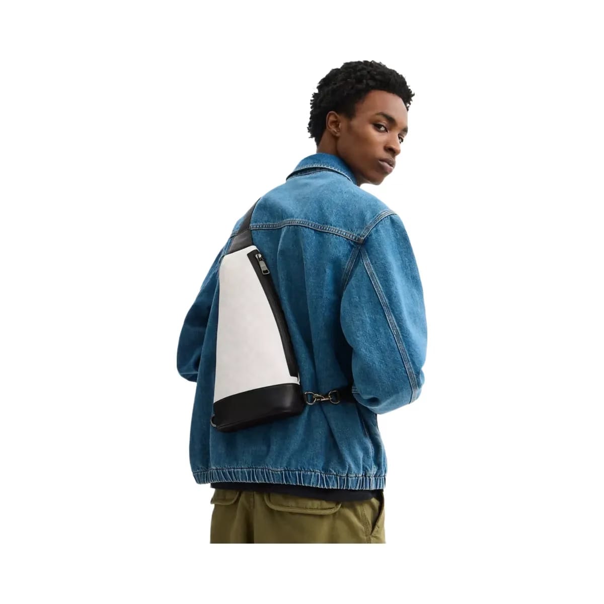 Coach Dominic Sling Pack In Signature Canvas in Gunmetal Chalk Black