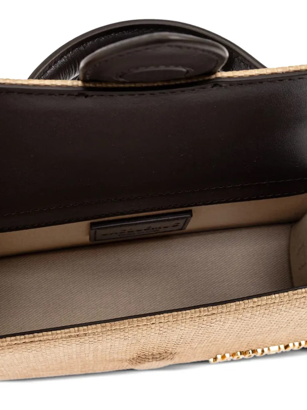 Bambino leather-trimmed woven mini bag