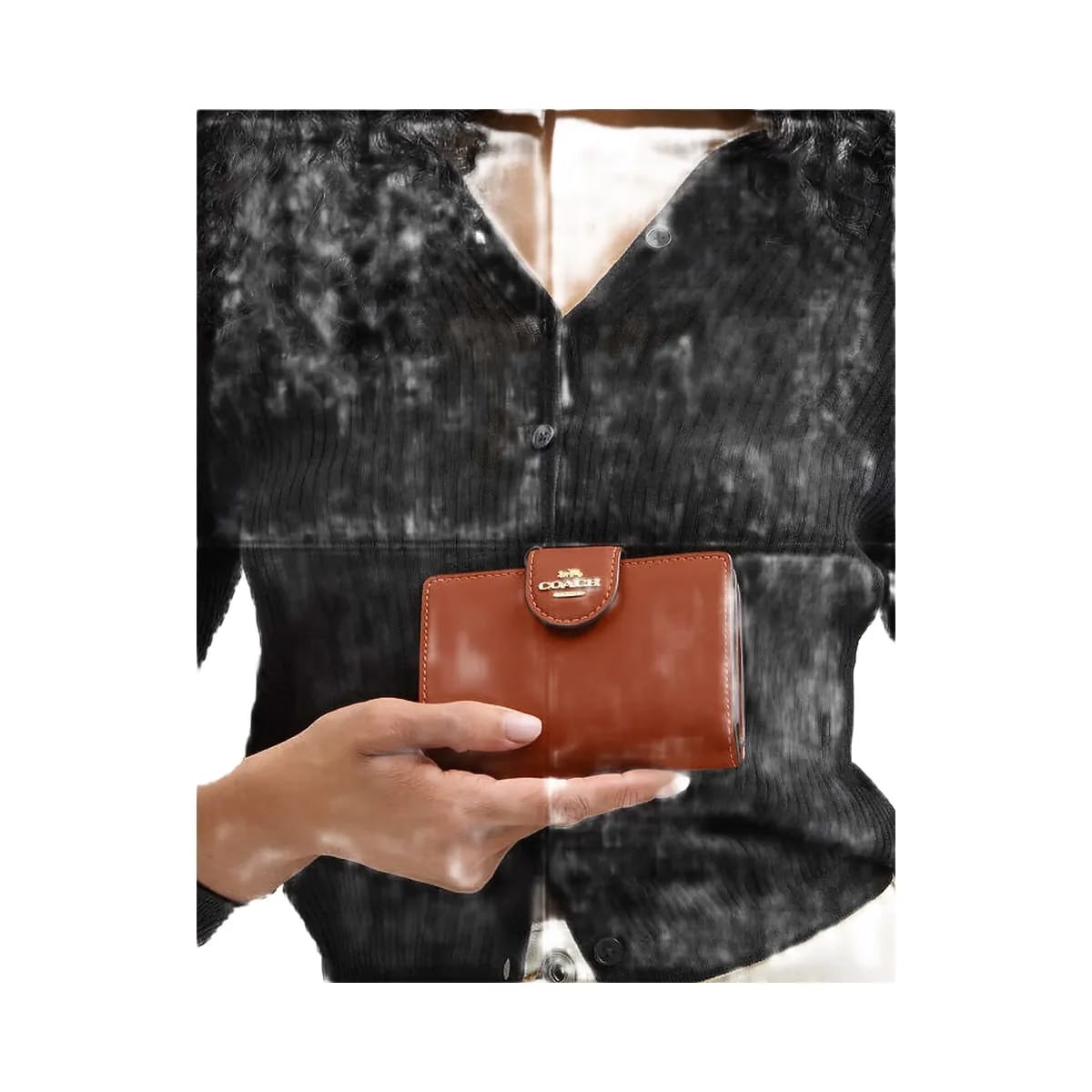 Coach Medium Corner Zip Wallet Smooth Leather-Gold-Tan