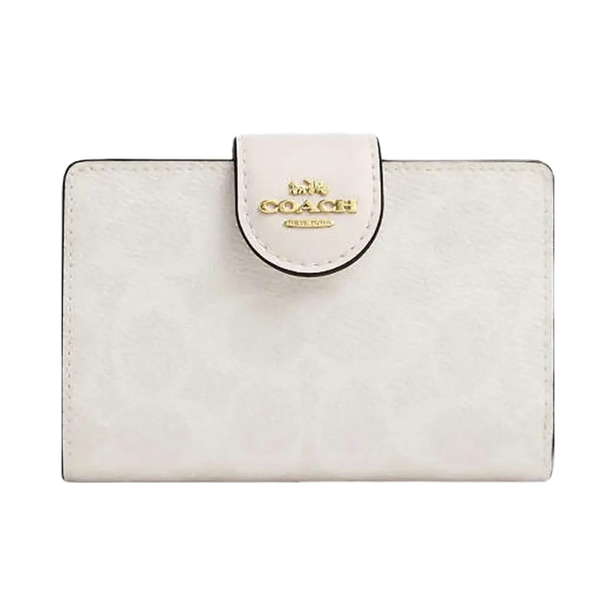 Coach Medium Corner Zip Wallet In Signature Canvas Signature Canvas-Gold-White-Chalk