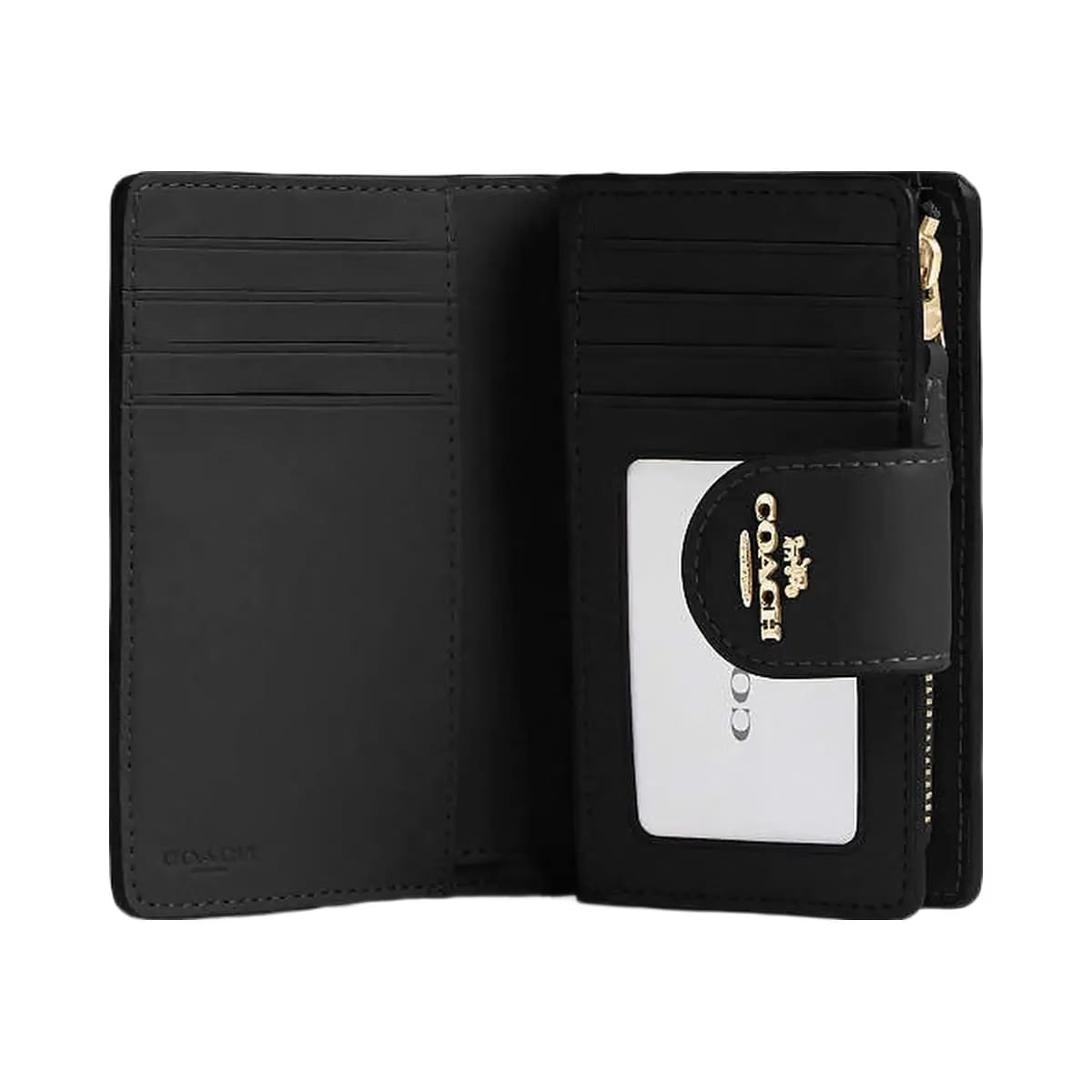 Coach Medium Corner Zip Wallet In Signature Canvas Signature Canvas-Gold-Tan-Black