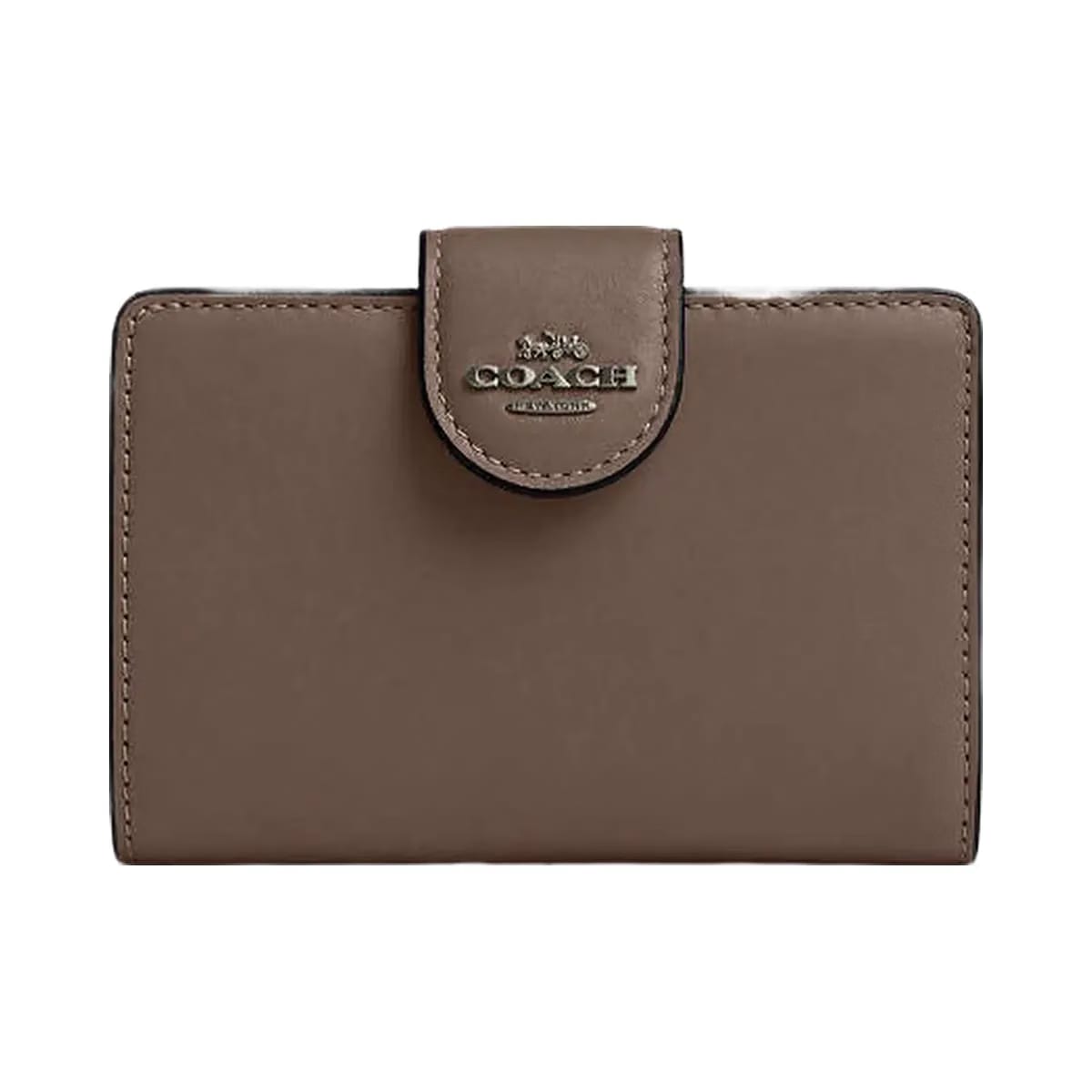 Coach Medium Corner Zip Wallet Calf Leather-Qb-Dark Stone