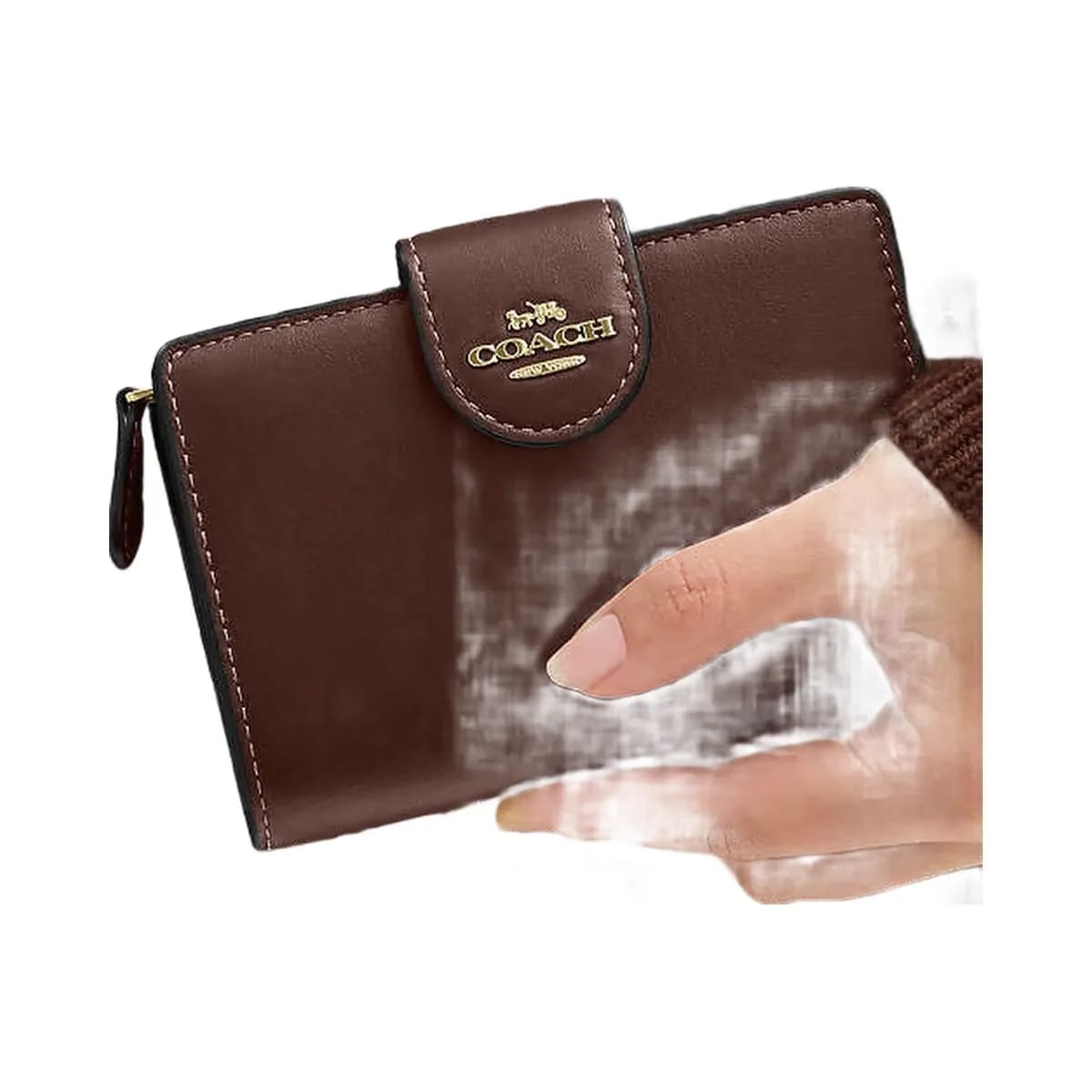 Coach Medium Corner Zip Wallet Calf Leather-Gold-Maple