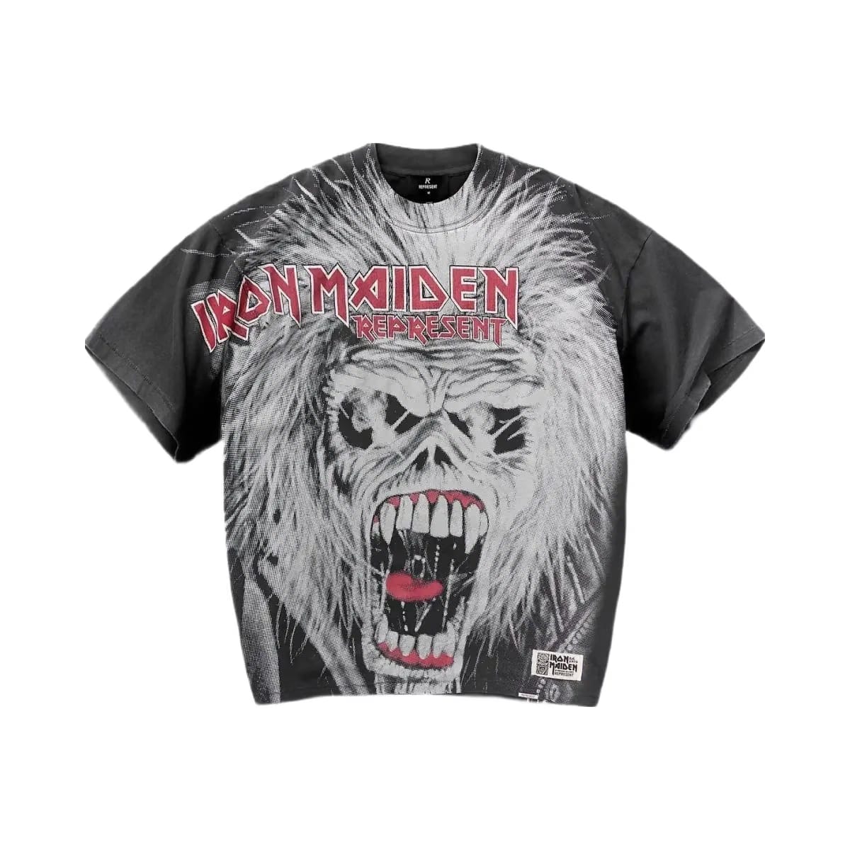 Represent X Iron Maiden British Metal T Shirt Stained Brown