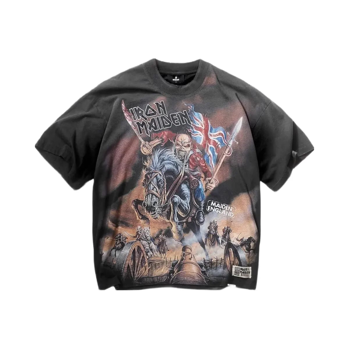 Represent X Iron Maiden Steed T Shirt Stained Black