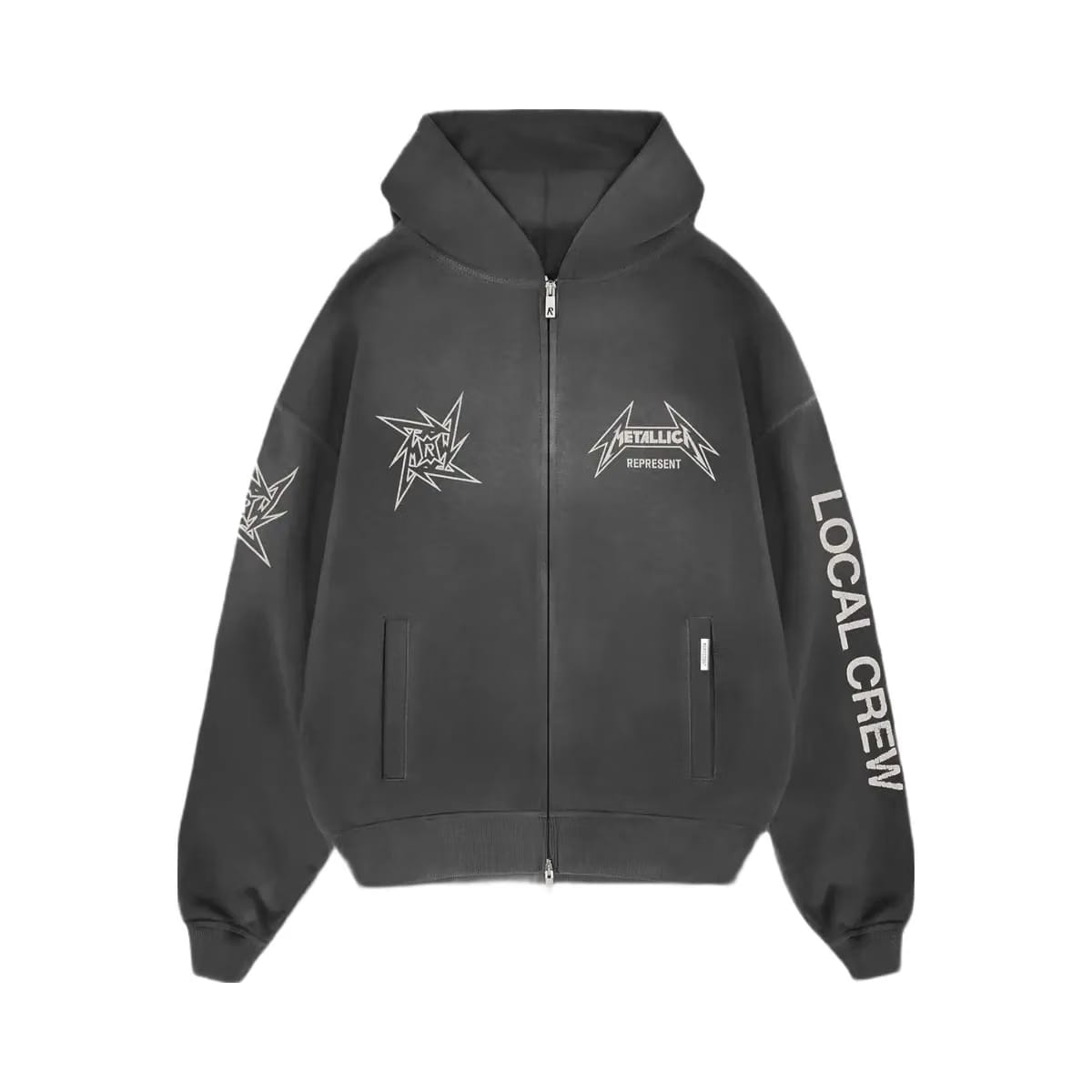 Represent X Metallica Local Crew Zip Hoodie Stained Black