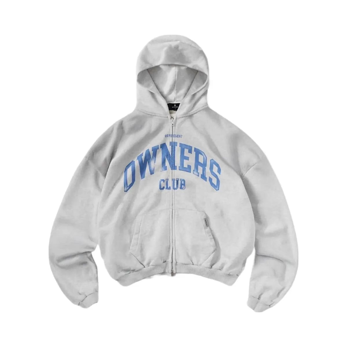 Represent Fw25 Represent Owners Club Zip Through Hoodie Sprayed Ice Grey Marl