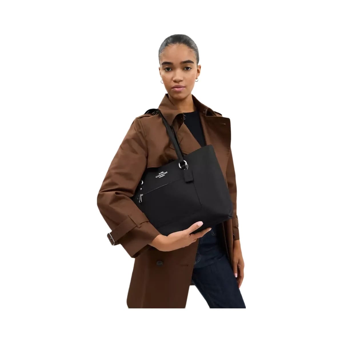 Coach Station Tote Bag in Silver Black