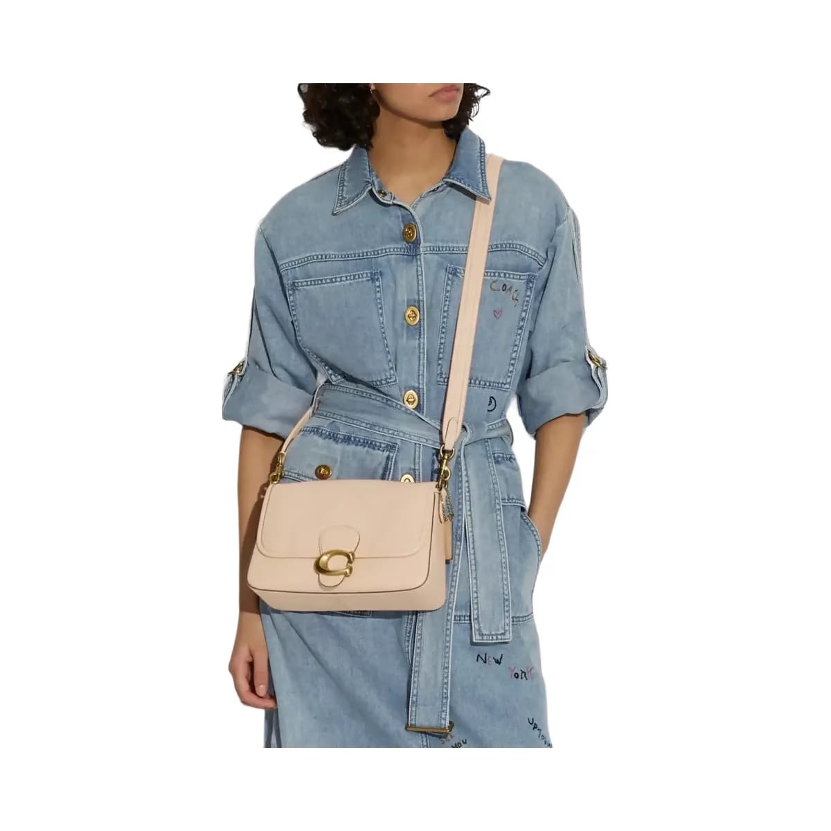 Coach Soft Tabby Shoulder Bag in Brass Ivory
