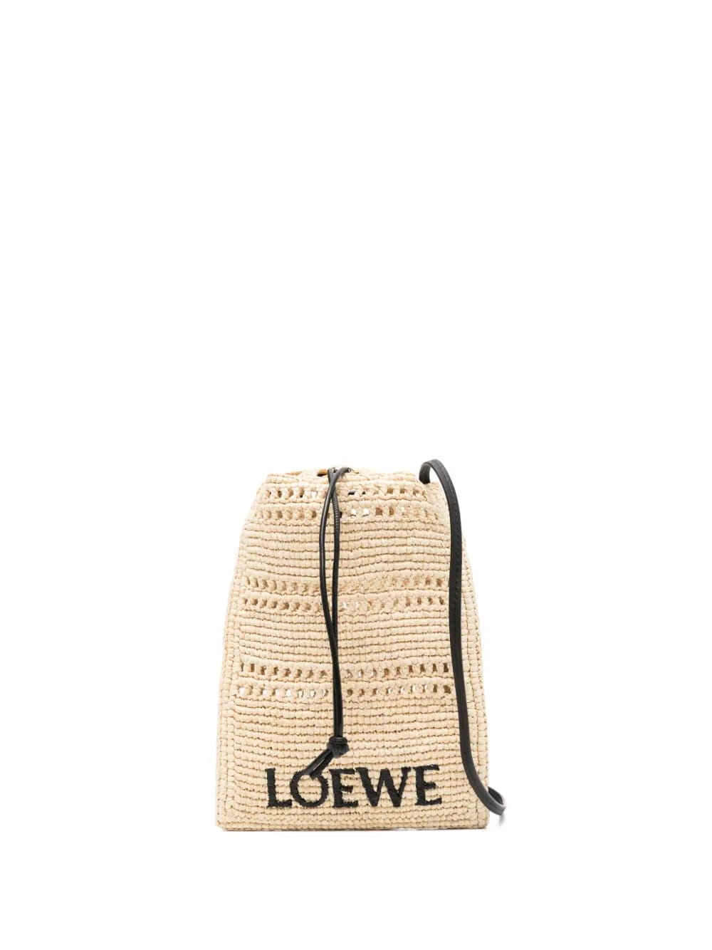 drawstring raffia cross body bag