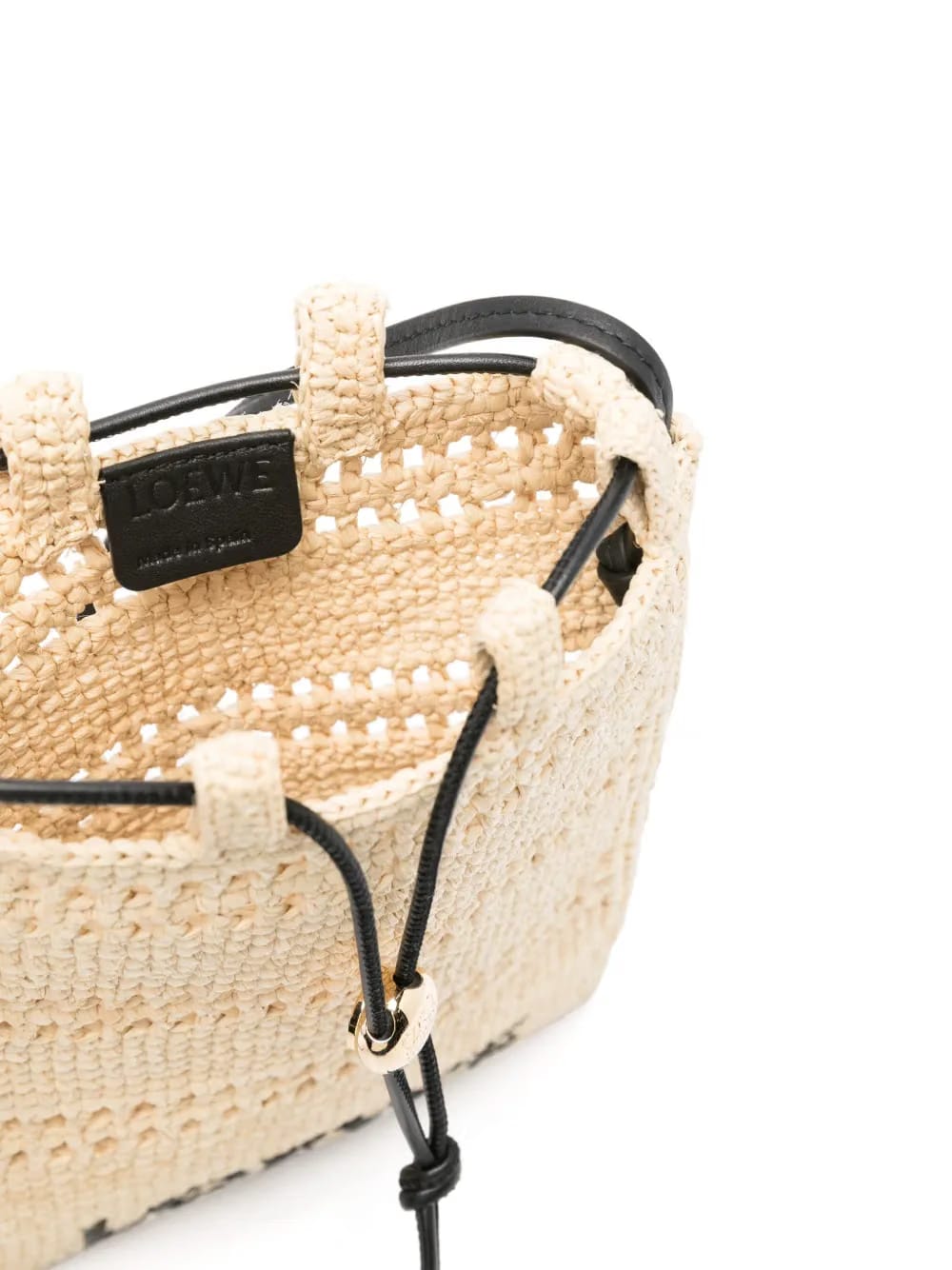 drawstring raffia cross body bag
