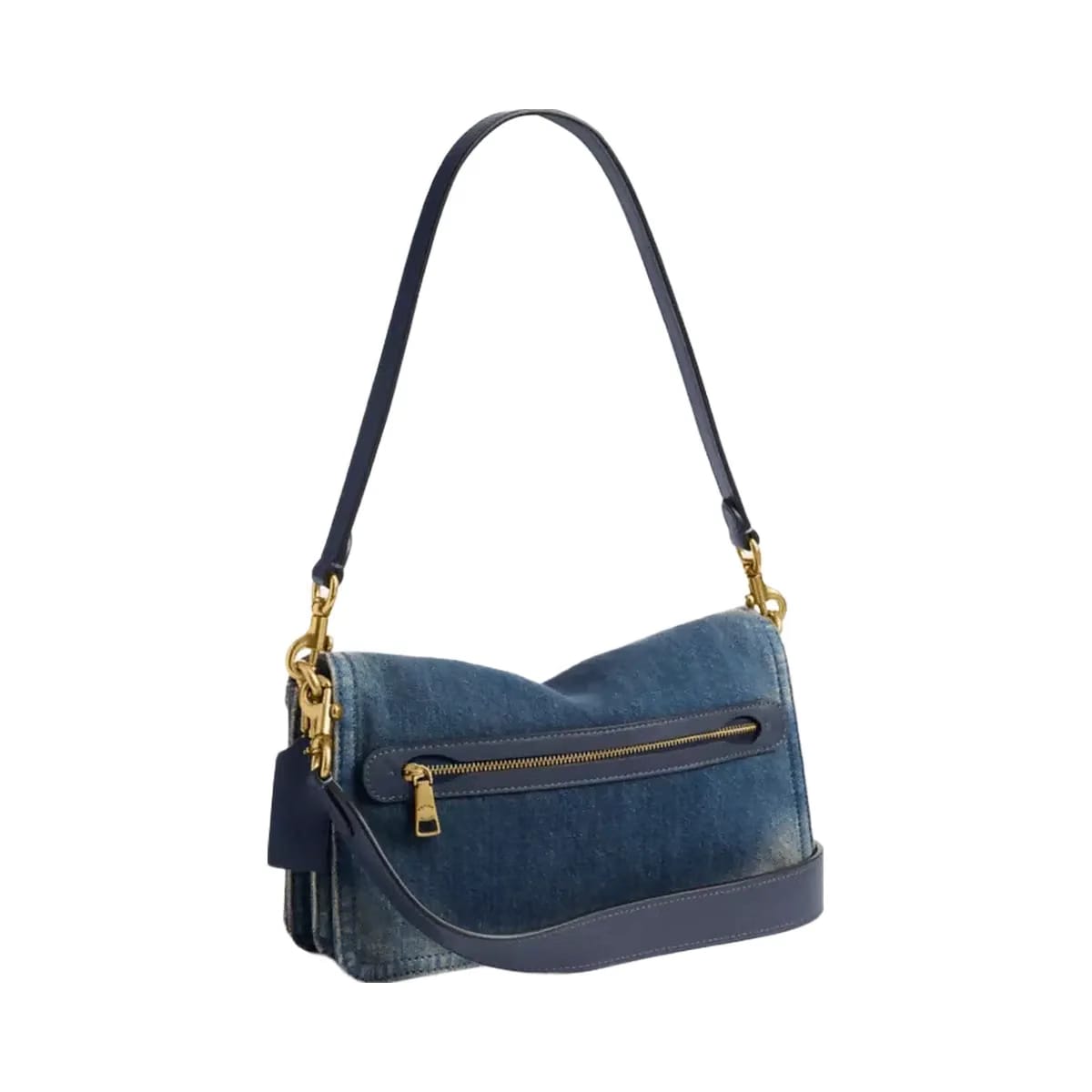 Coach Tabby Shoulder Bag 26 In Regenerative Cotton Denim in Brass Dark Indigo