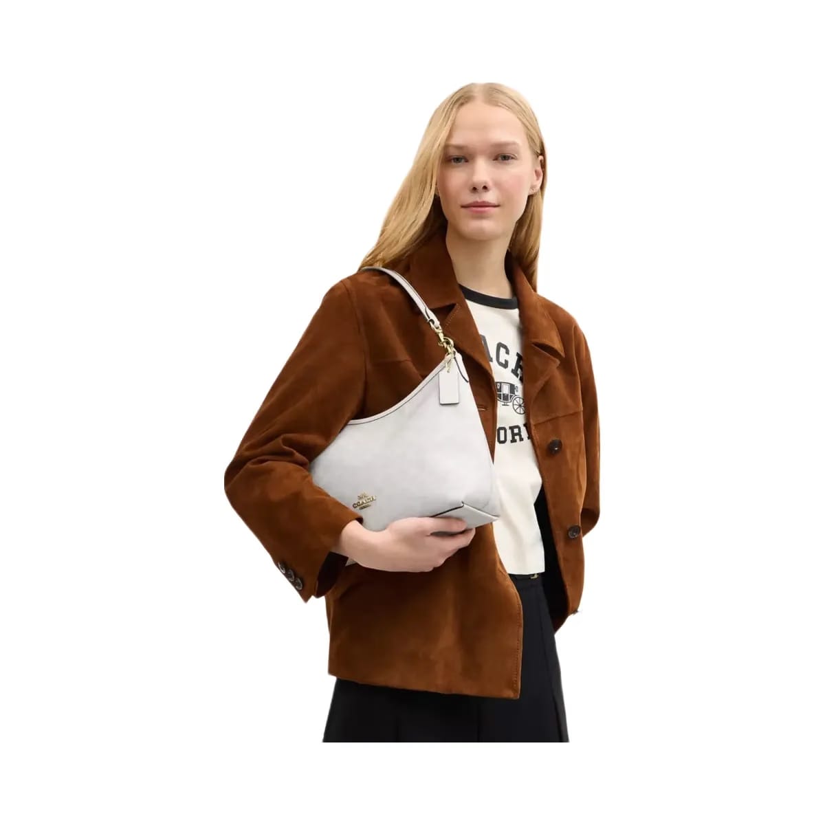 Coach Laurel Shoulder Bag In Signature Canvas in Gold White Chalk