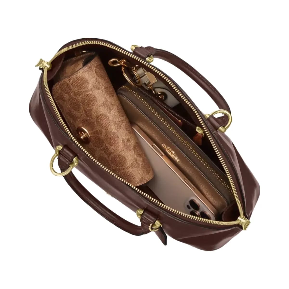 Coach Lara Satchel Bag in Gold Maple