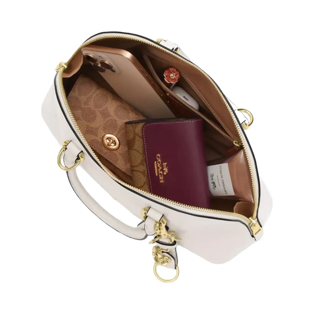 Coach Lara Satchel Bag in Gold Chalk