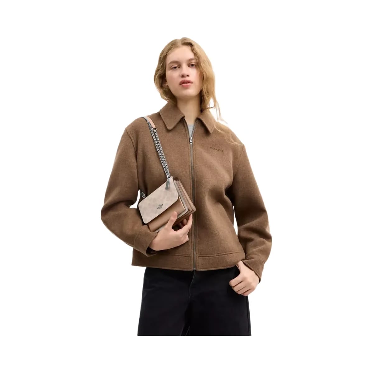 Coach Mini Klare Crossbody Bag In Signature Canvas in Silver Sand Taupe