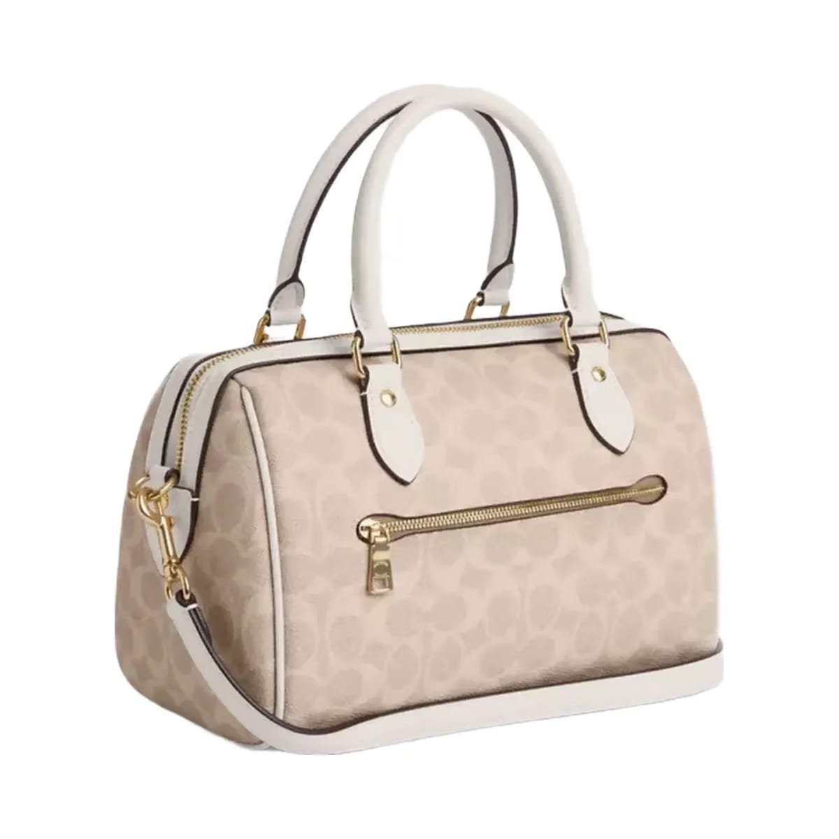 Coach Rowan Satchel Bag In Signature Canvas in Gold Sand Chalk