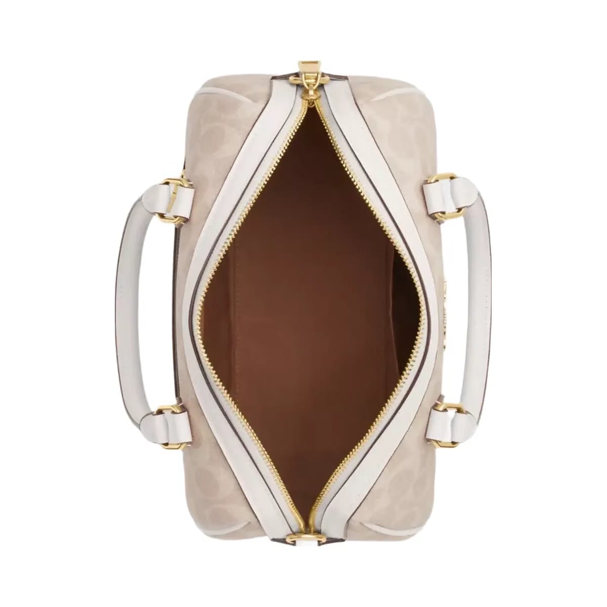 Coach Rowan Satchel Bag In Signature Canvas in Gold Sand Chalk
