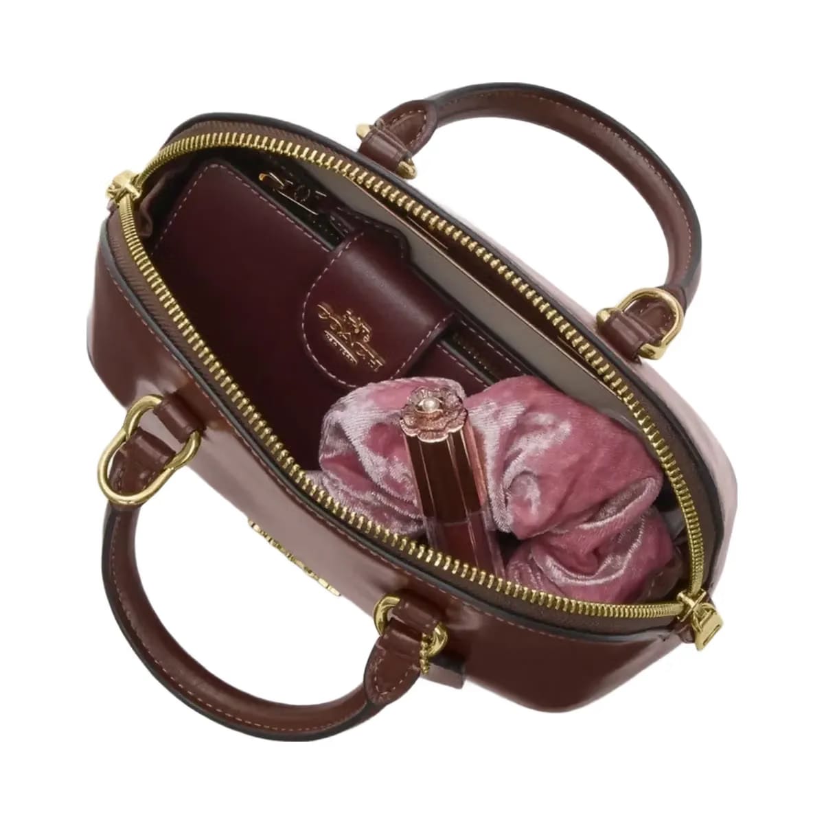 Coach Lara Mini Satchel Bag in Gold Maple