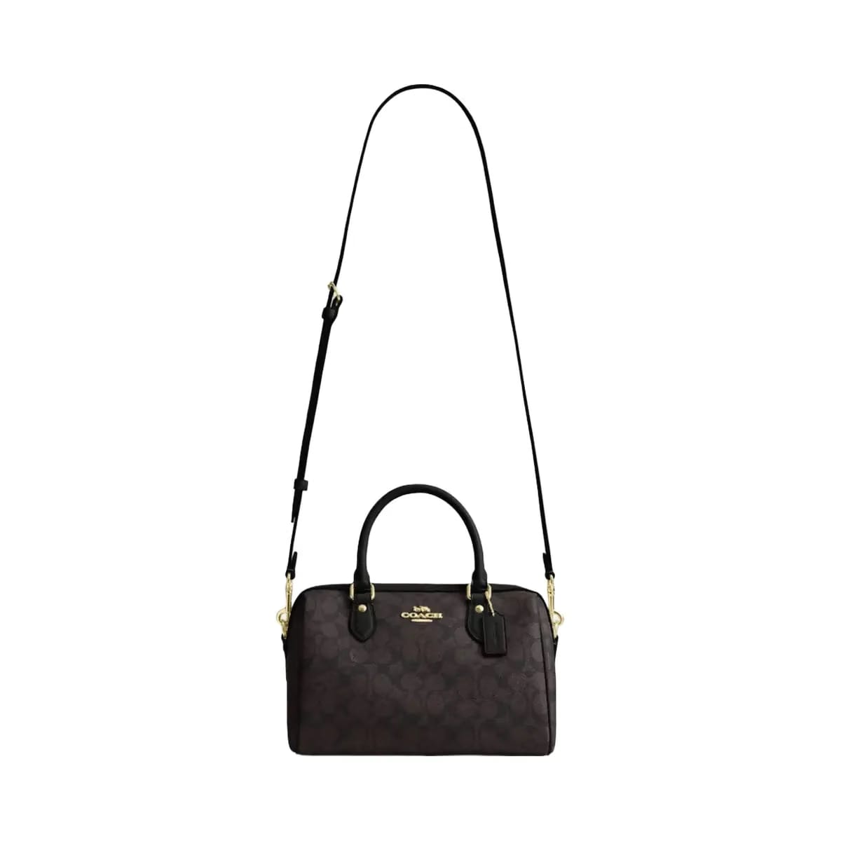 Coach Rowan Satchel Bag In Signature Canvas in Gold Walnut Black