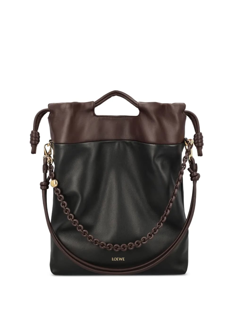 chain-detail leather shoulder bag