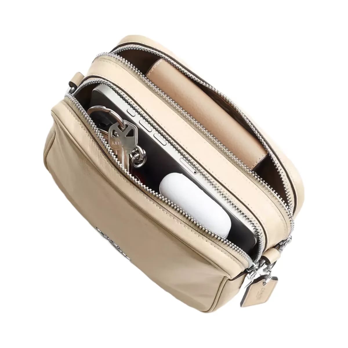 Coach Mini Carey Crossbody Bag in Silver Ivory