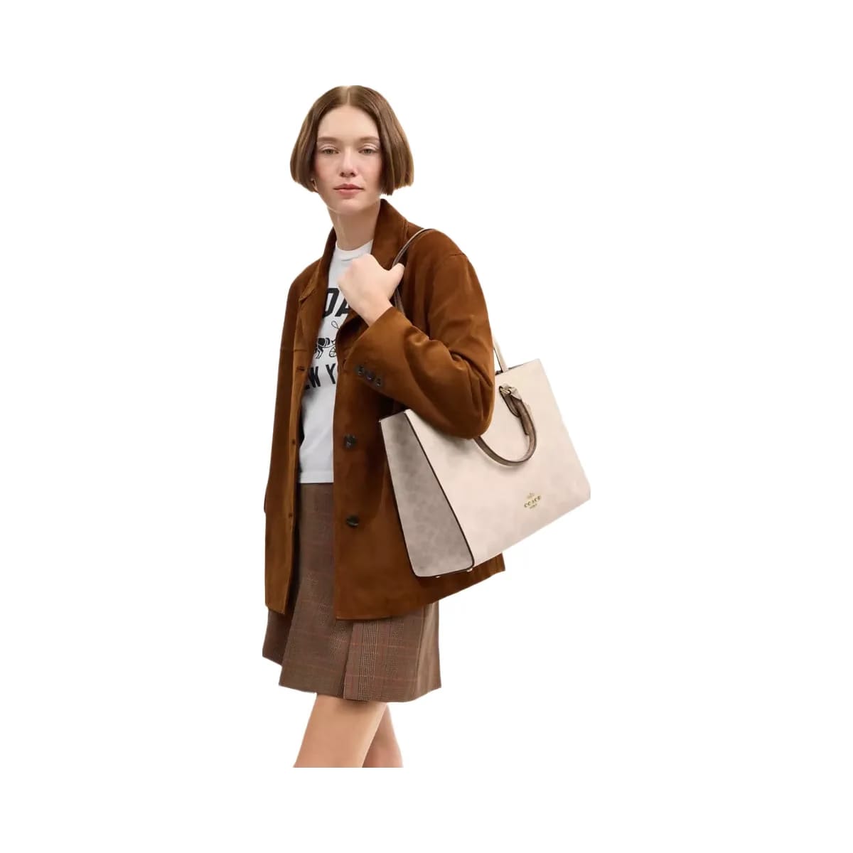Coach Maggie Small Tote Bag In Blocked Signature Canvas Signature Canvas-Gold-Sand-Tan