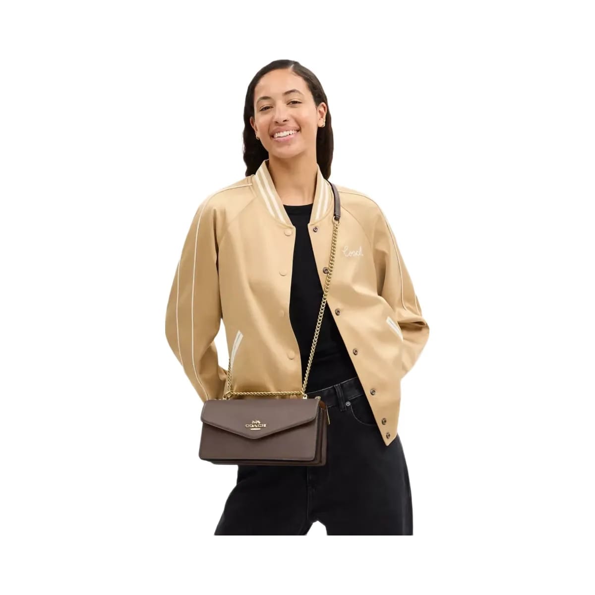 Coach Klare Envelope Crossbody Bag Calf Leather-Gold-Dark Stone