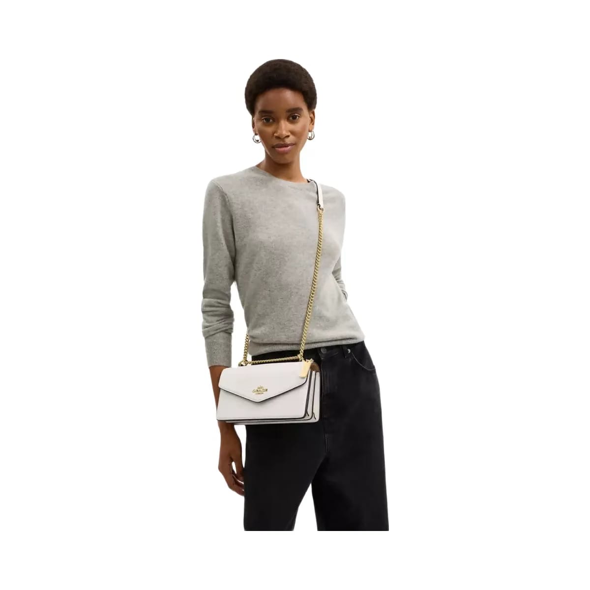 Coach Klare Envelope Crossbody Bag Calf Leather-Gold-Chalk