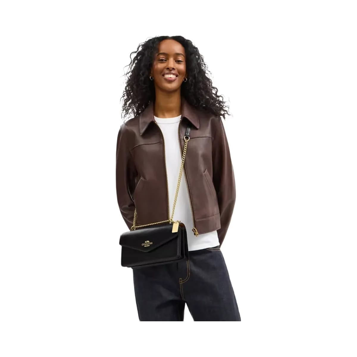 Coach Klare Envelope Crossbody Bag Calf Leather-Gold-Black