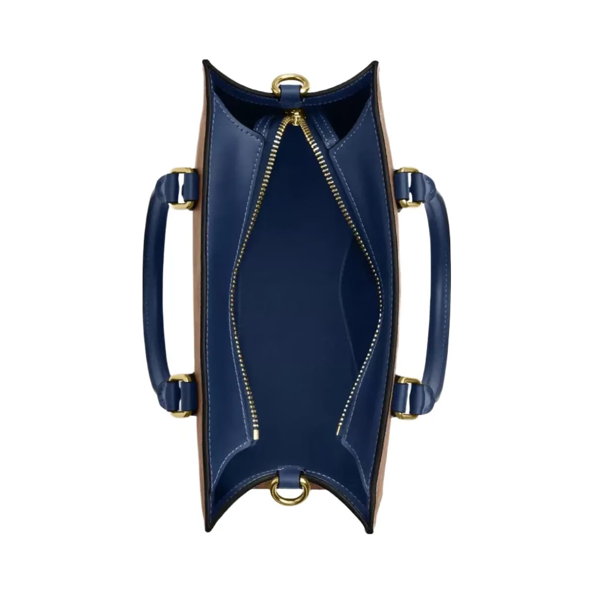 Coach Maggie Small Tote Bag In Signature Canvas in Gold Tan Deep Blue