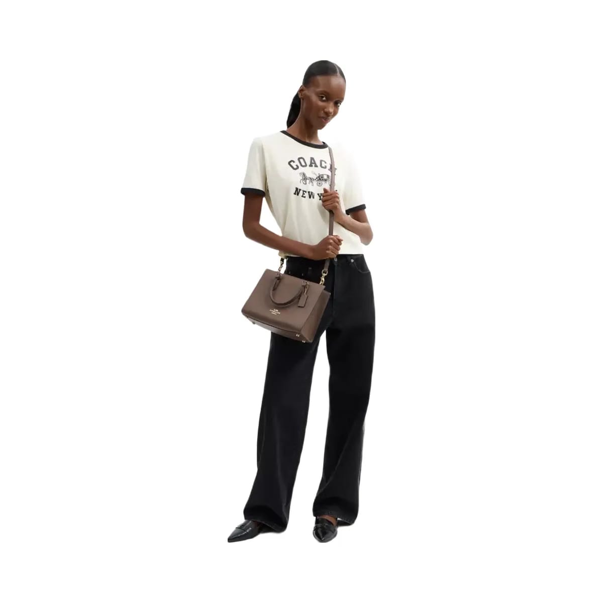 Coach Maggie Small Tote Bag Pebbled Leather-Gold-Dark Stone