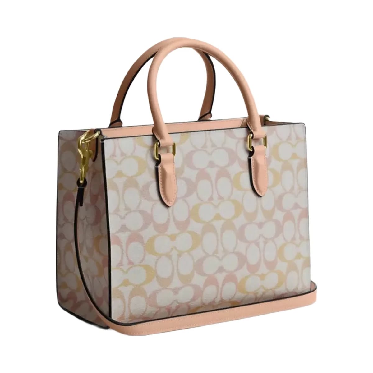 Coach Maggie Small Tote Bag In Signature Canvas in Gold Chalk Pink