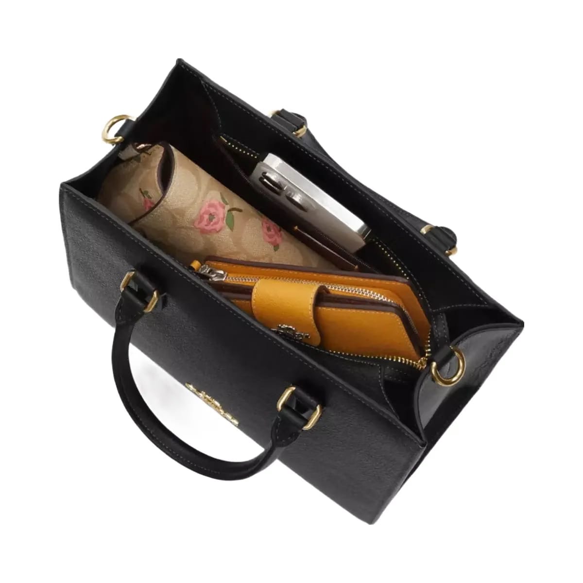 Coach Maggie Small Tote Bag in Gold Black