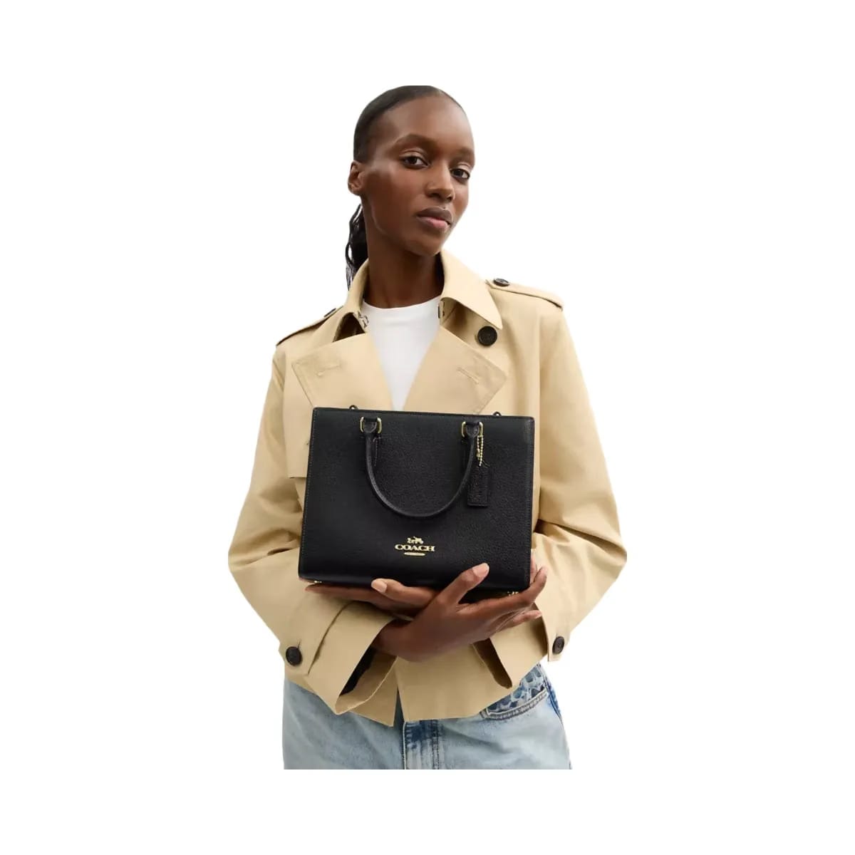 Coach Maggie Small Tote Bag in Gold Black