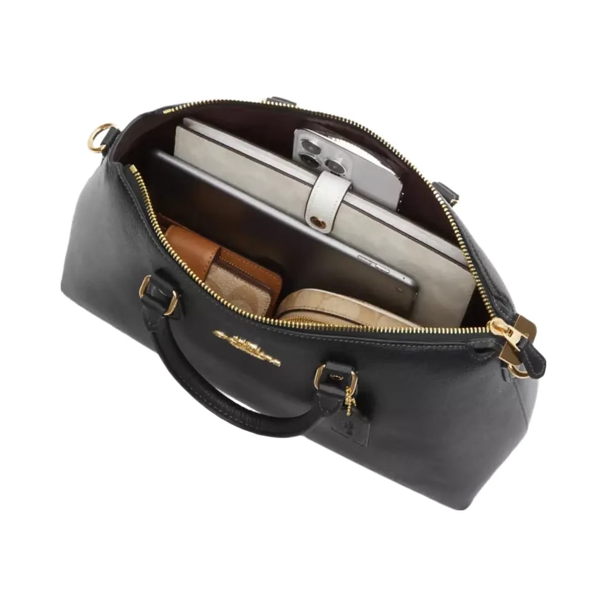 Coach Georgia Satchel Bag in Gold Black